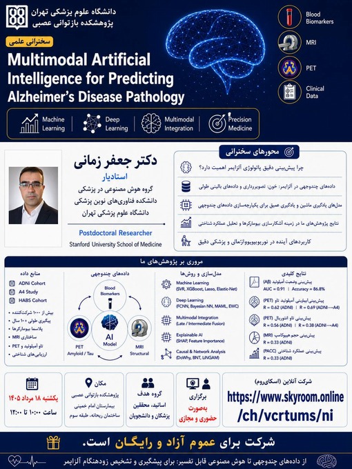 برگزاری سخنرانی علمی تخصصی با موضوع هوش مصنوعی چندوجهی در پیش‌بینی پاتولوژی بیماری آلزایمر